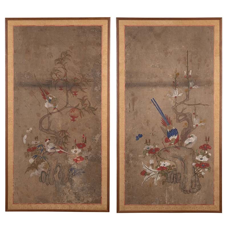 A pair of Oriental panels, late 19th or early 20th century