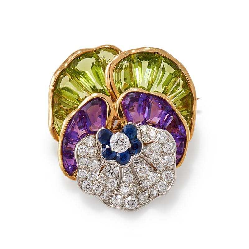 Oscar Heyman, a gem set pansy brooch